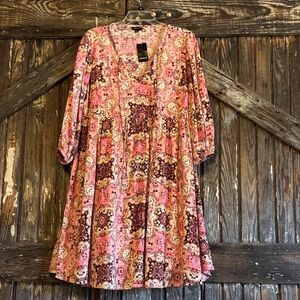 Torrid Elegant Long Sleeve Dress in Pink and Brown Size 00 Torrid is M/L size 10